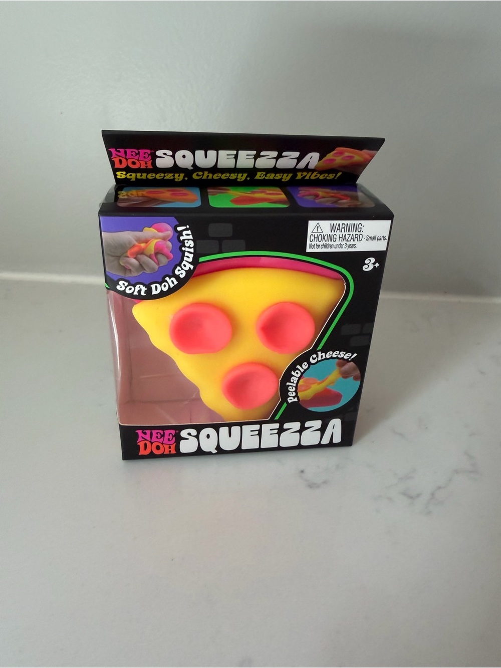 NEW NeeDoh Squeeza Yellow & Pink Pizza Slice Sensory Toy